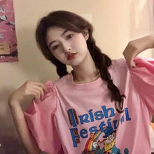 画像をギャラリービューアに読み込む, 【お得】アニメプリントパフスリーブ半袖Ｔシャツトップス
