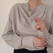 画像をギャラリービューアに読み込む, ドレープ長袖シャツブラウストップス
