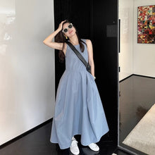 画像をギャラリービューアに読み込む, ノースリーブベストワンピース大振り無地ワンピースデートワンピース
