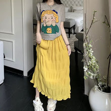 画像をギャラリービューアに読み込む, ガールズかわいいプリントニットトップス2カラー選択
