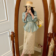 画像をギャラリービューアに読み込む, レース花柄透かし彫りスカートボトムス
