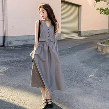 画像をギャラリービューアに読み込む, Vネックノースリーブベストワンピース高級感デートワンピース
