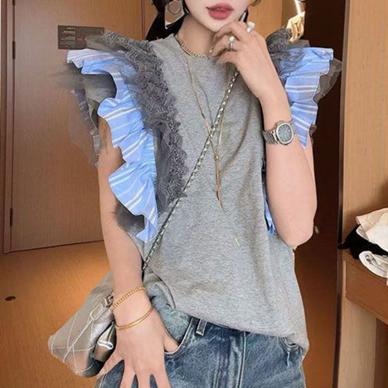 フリル裾切替Ｔシャツトップス