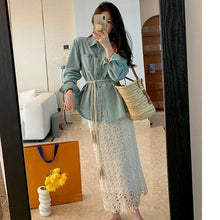 画像をギャラリービューアに読み込む, レース花柄透かし彫りスカートボトムス
