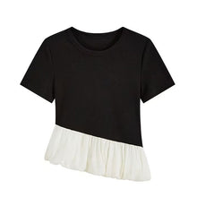 画像をギャラリービューアに読み込む, フレア裾切替半袖Tシャツトップス
