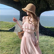 画像をギャラリービューアに読み込む, レディース キャミソールワンピース フリル ロング丈 大人可愛い デート 旅行
