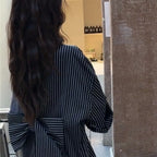 バックリボンストライプ柄シャツカジュアルトップス