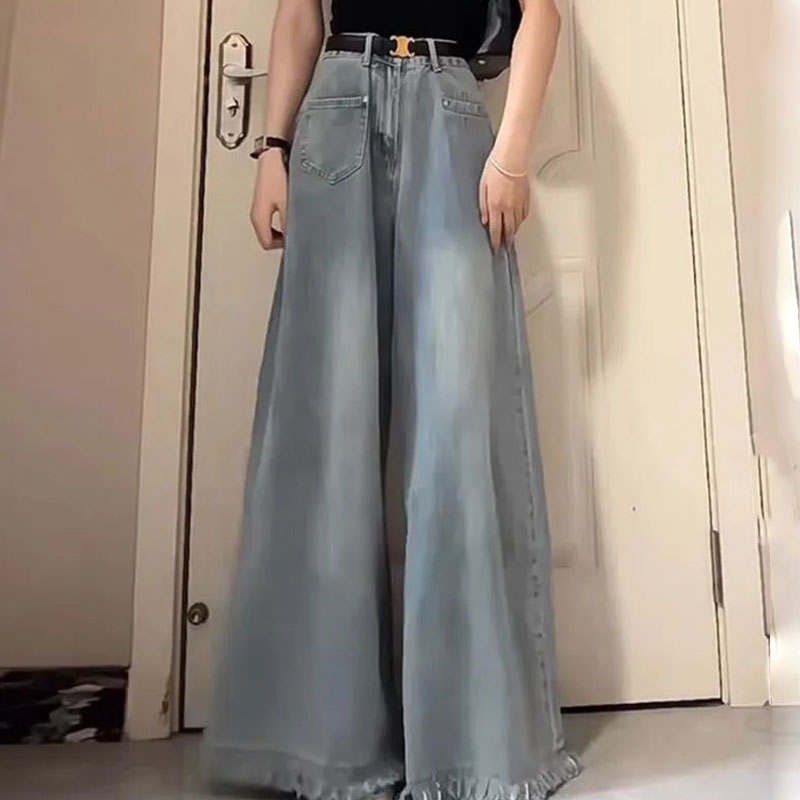 デニムジーンパンタッセルガウチョパンツ