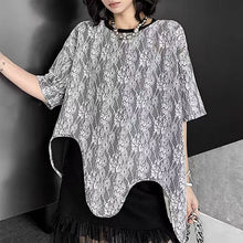 画像をギャラリービューアに読み込む, 不規則デザインレース花柄Tシャツトップス
