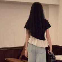 画像をギャラリービューアに読み込む, フレア裾切替半袖Tシャツトップス
