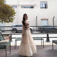 画像をギャラリービューアに読み込む, オフショルダー ニット ロングスカート セットアップ レディース ぺチハイ ウエストマーク きれいめ デート
