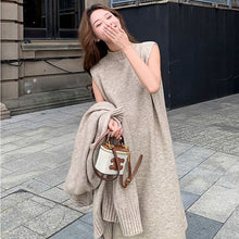 画像をギャラリービューアに読み込む, ノースリーブニットワンピース＆ロング丈カーディガンセットアップ
