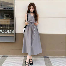 画像をギャラリービューアに読み込む, Vネックノースリーブベストワンピース高級感デートワンピース
