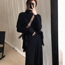 画像をギャラリービューアに読み込む, ニット3点セットベスト＆カジュアルセーター＆ガウチョパンツ着回し優雅セットアップ
