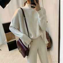 画像をギャラリービューアに読み込む, ニット3点セットベスト＆カジュアルセーター＆ガウチョパンツ着回し優雅セットアップ
