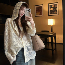 画像をギャラリービューアに読み込む, レースフード付きカーディガンアウター
