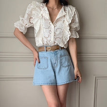 画像をギャラリービューアに読み込む, 透かし彫りレースブラウストップス
