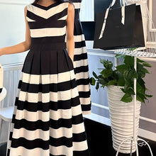 画像をギャラリービューアに読み込む, ボーダー柄ノースリーブワンピースデートワンピース
