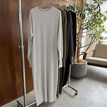 画像をギャラリービューアに読み込む, 無地シンプルコーデカジュアルワンピーススリット
