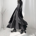 不規則デザイン無地ロングシャツ＆カジュアルスカートセットアップ