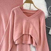 画像をギャラリービューアに読み込む, Ｖネックセーター＆ノースリーブニットワンピースセットアップ
