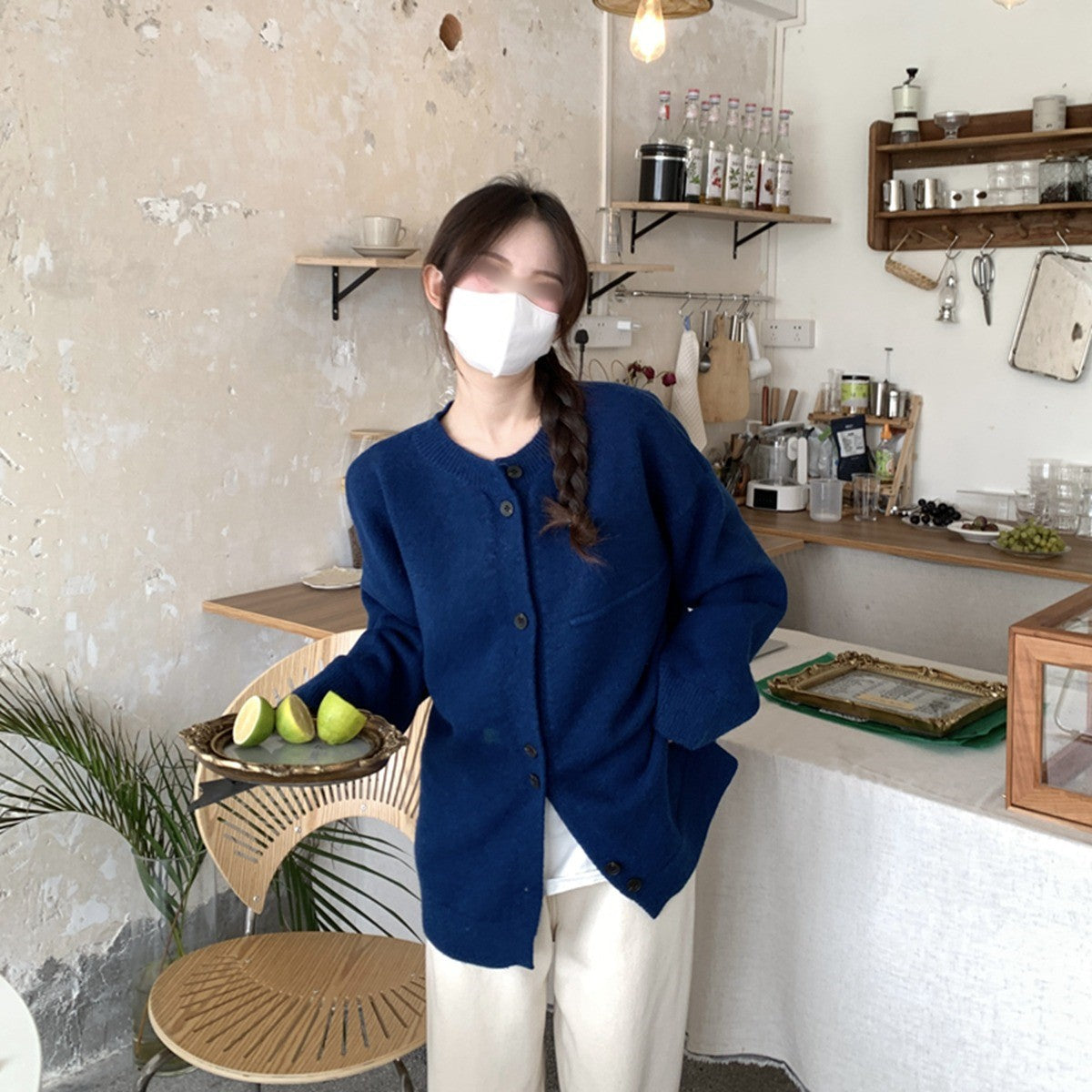 シンプルコーデしやすい無地ニットカーディガンアウタートップス