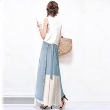 画像をギャラリービューアに読み込む, 白ベストトップス＆ブルー切替スカートセットアップ
