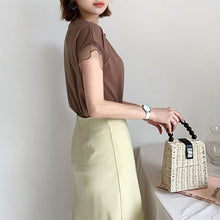 画像をギャラリービューアに読み込む, フレンチ袖メッシュ切替袖シンプルコーデTシャツトップス
