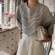 画像をギャラリービューアに読み込む, 半袖Tシャツビーズ付きシンプルコーデしやすいトップス
