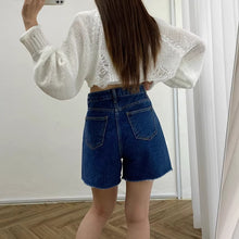 画像をギャラリービューアに読み込む, ハイウエストデニムショートパンツデニムパンツハートポケット
