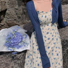 画像をギャラリービューアに読み込む, 無地カーディガン＆花柄キャミワンピースセットアップ
