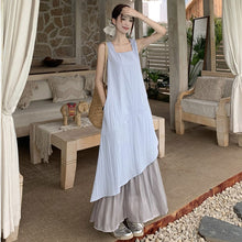 画像をギャラリービューアに読み込む, 重ね風フレア裾切替ベストワンピースカジュアルワンピース
