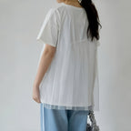メッシュ切替半袖Tシャツシンプルコーデしやすいトップス
