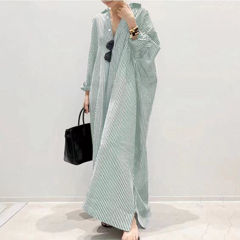 ストライプ柄シャツワンピースカジュアルワンピース