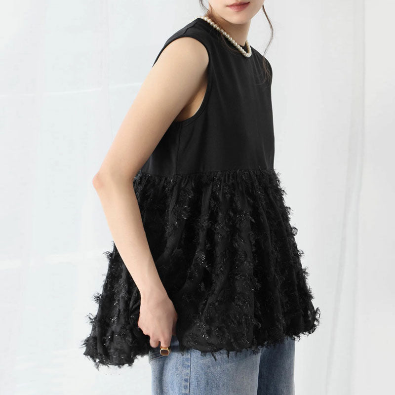 ノースリーブ切替Tシャツトップス