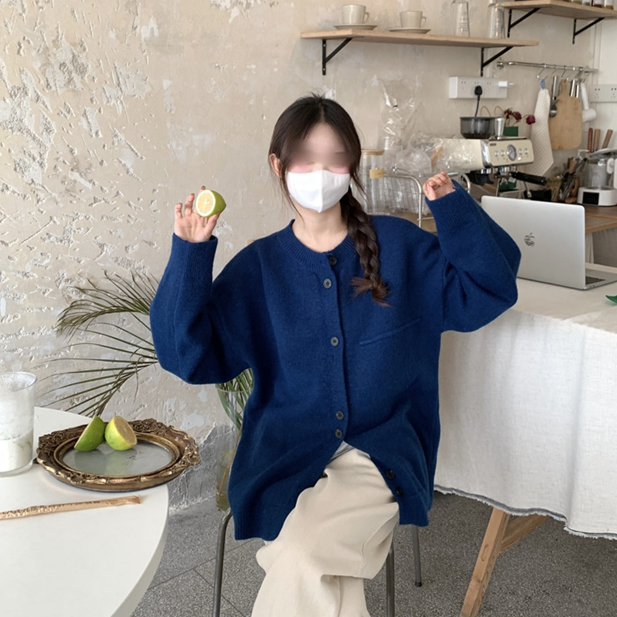 シンプルコーデしやすい無地ニットカーディガンアウタートップス