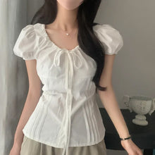 画像をギャラリービューアに読み込む, パフスリーブリボンブラウストップス
