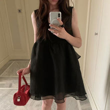 画像をギャラリービューアに読み込む, ダブル２WAYメッシュワンピースリボンカジュアルワンピース
