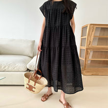 画像をギャラリービューアに読み込む, 透かし彫りレースフレンチ袖ワンピースデートワンピース
