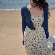 画像をギャラリービューアに読み込む, 無地カーディガン＆花柄キャミワンピースセットアップ
