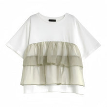 画像をギャラリービューアに読み込む, メッシュ切替フレア裾半袖Tシャツトップス

