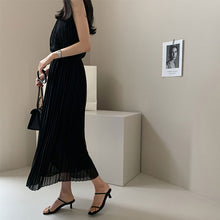 画像をギャラリービューアに読み込む, 黒プリーツワンピースカジュアルワンピース
