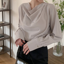 画像をギャラリービューアに読み込む, ドレープ長袖シャツブラウストップス
