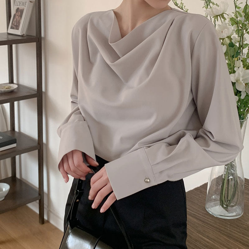 ドレープ長袖シャツブラウストップス