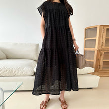 画像をギャラリービューアに読み込む, 透かし彫りレースフレンチ袖ワンピースデートワンピース
