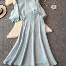 画像をギャラリービューアに読み込む, パフスリーブニットセーター＆ロングスカートセットアップ
