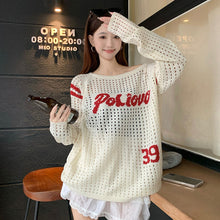 画像をギャラリービューアに読み込む, ケーブルニット透かし彫りトップス
