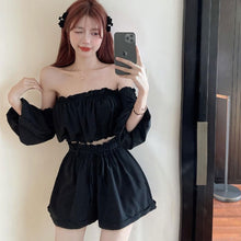 画像をギャラリービューアに読み込む, ボートネックパフスリーブトップス＆ショートパンツセットアップ
