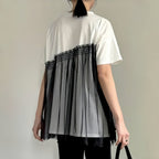 メッシュ切替半袖Tシャツシンプルコーデしやすいトップス