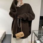 けだるい風スリットニットセーターリゾートコーデトップス